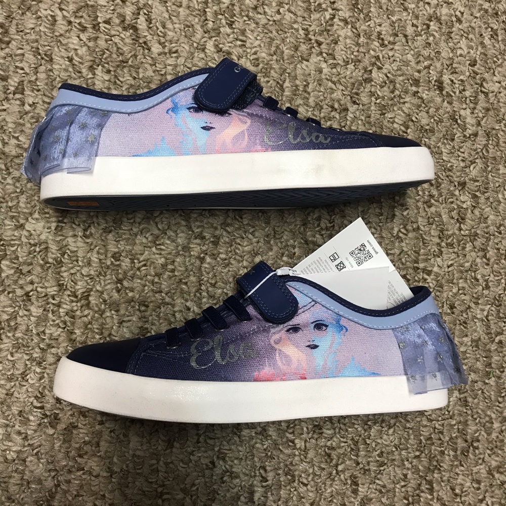 Geox Respira Frozen II velcro glitter canvas shoes
